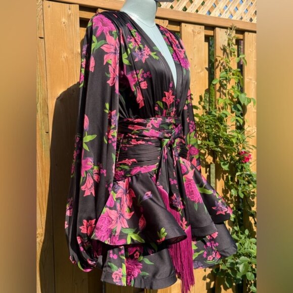🆕 BRONX & BANCO 🧿 NWOT Bedouin Pink Lily Mini Dress, Tassel Tie, Sz XS US 2 - Picture 5 of 16